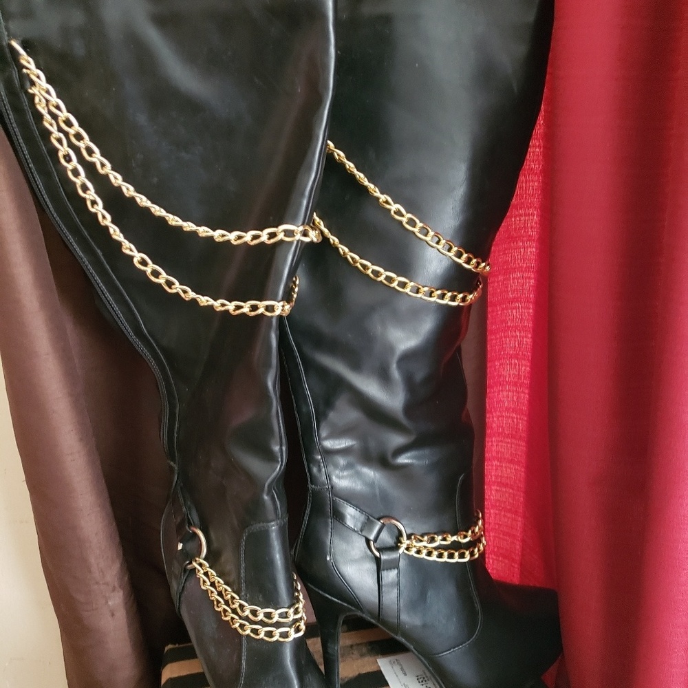 Black knee length boots